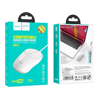Souris filaire USB HOCO GM13, 1600DPI, Blanc