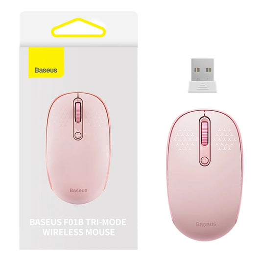 Souris sans fil Baseus F01B trimode, 1600DPI, BT / Wi-Fi, rose B0105555503413-00