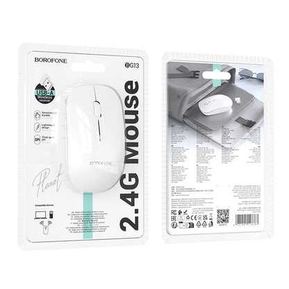 Souris sans fil Borofone BG14 Planet, 1000DPI, BT / Wi-Fi, Blanc