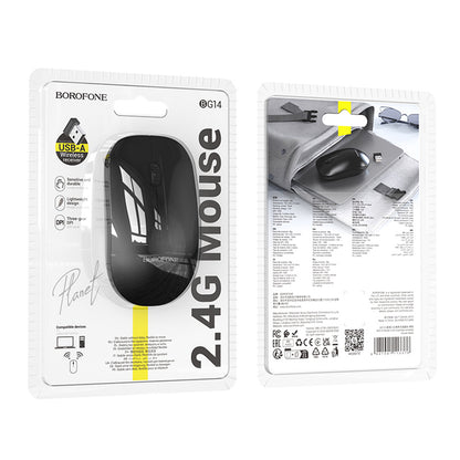 Souris sans fil Borofone BG14 Planet, 1000 DPI, BT / Wi-Fi, Noir