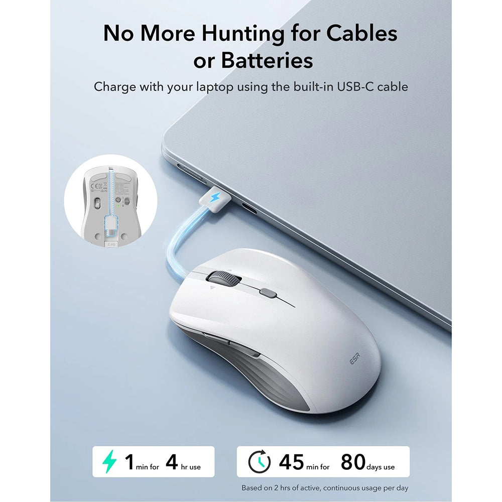 Souris sans fil ESR MagMouse, 800DPI - 4800DPI, Blanc