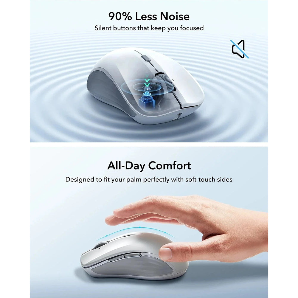 ESR MagMouse Wireless Mouse, 800DPI - 4800DPI, BT / Wi-Fi, White