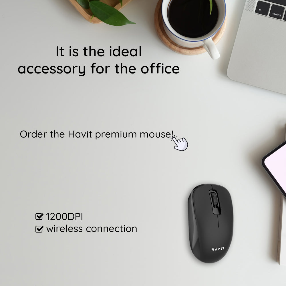 Souris sans fil HAVIT MS626GT, 1200DPI, Noir Gris