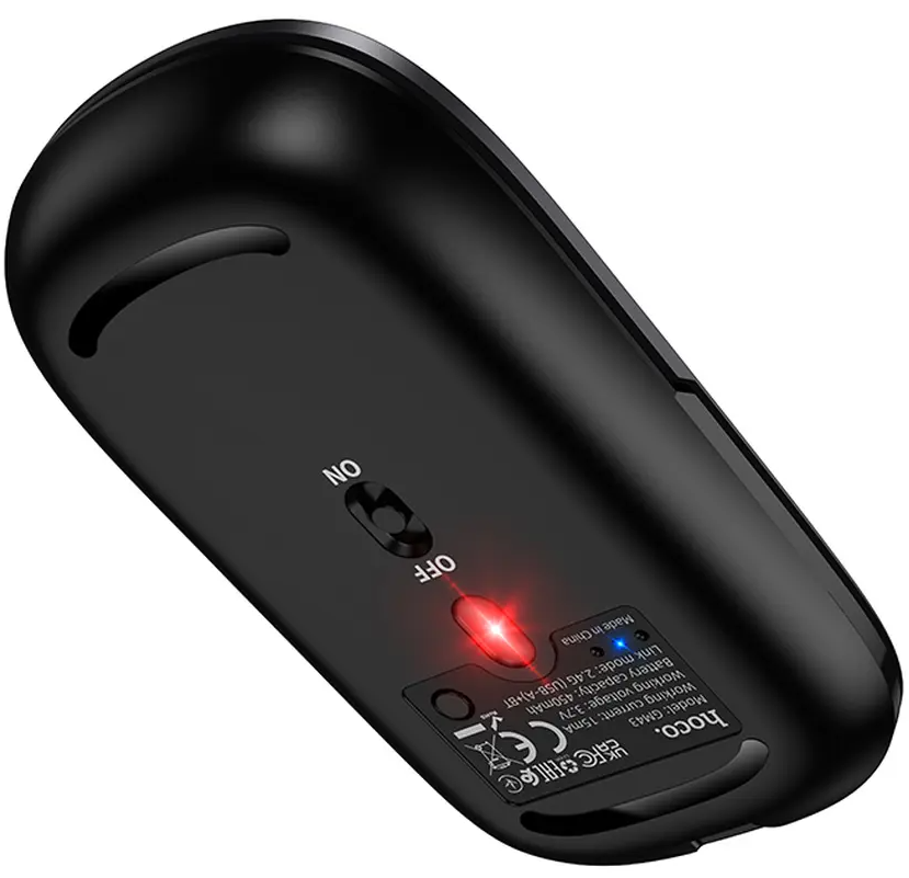 Souris sans fil HOCO GM43, 1600DPI, BT / Wi-Fi, Gris