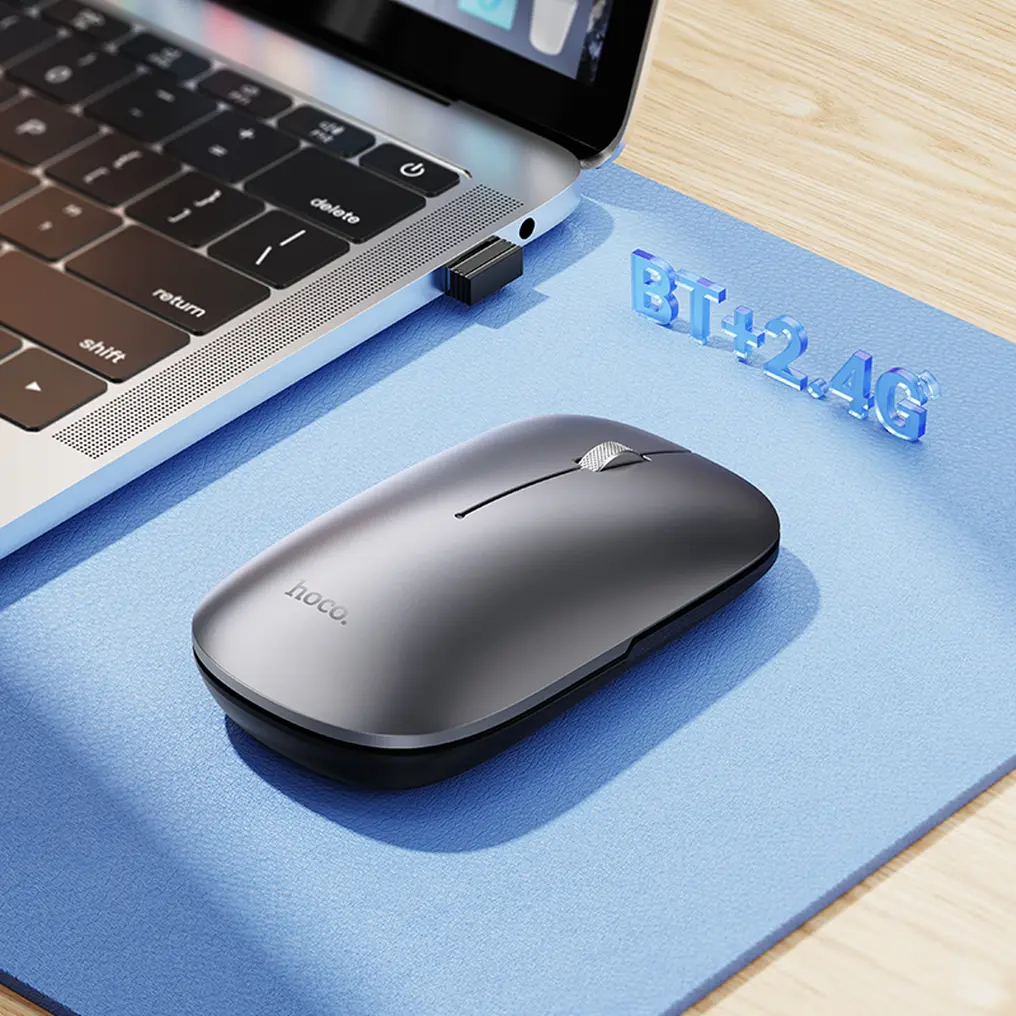Souris sans fil HOCO GM43, 1600DPI, BT / Wi-Fi, Gris