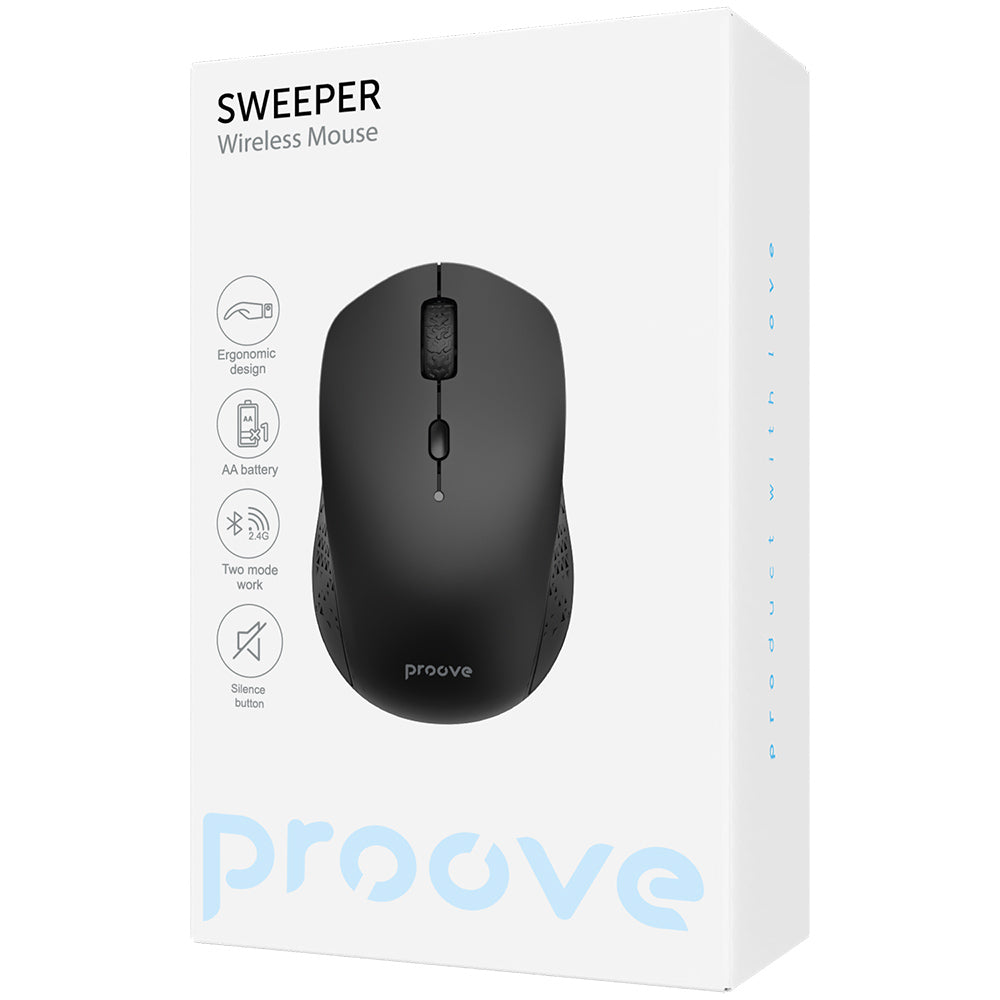 Souris sans fil Proove Sweeper, 800DPI - 1600DPI, BT / Wi-Fi, Noir WMSW00011001
