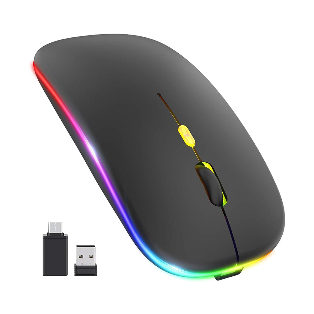 Souris sans fil Techsuit M1, RGB, 1600DPI, BT / Wi-Fi, Noir