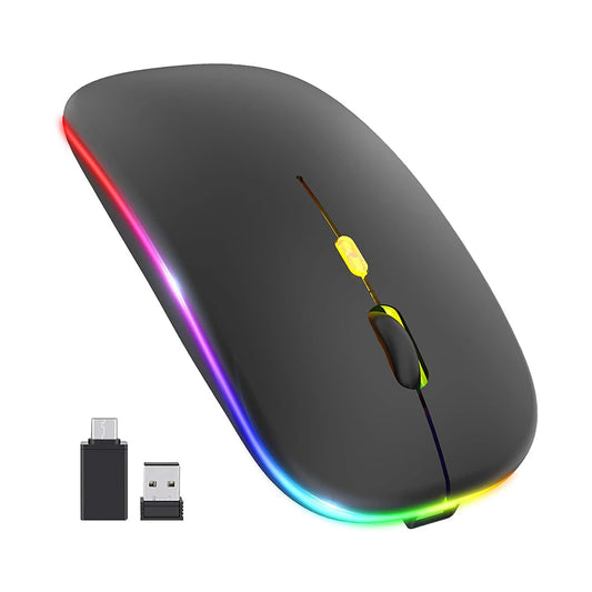 Souris sans fil Techsuit M1, RGB, 1600DPI, BT / Wi-Fi, Noir
