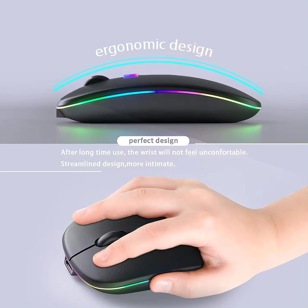 Souris sans fil Techsuit M1, RGB, 1600DPI, BT / Wi-Fi, Noir