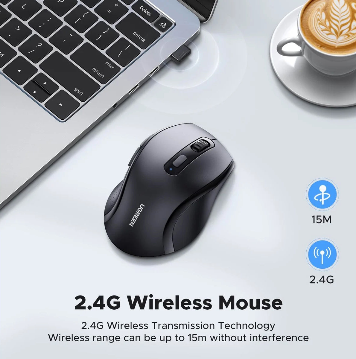 Souris sans fil UGREEN M511, 1600DPI, Noir