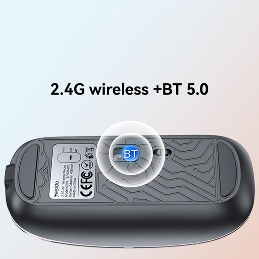 Souris sans fil Yesido KB29, 800DPI - 1600DPI, BT / Wi-Fi, Blanc