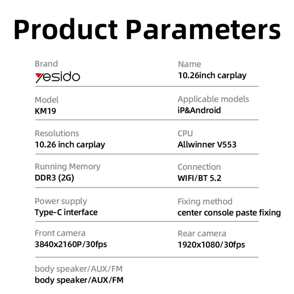 Navigation Auto Yesido KM19, Wi-Fi, 10.26 pouces