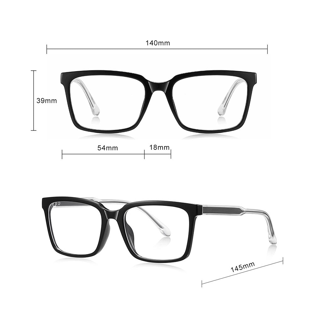 Lunettes d'ordinateur pour hommes Techsuit LS091, anti-lumière bleue, noires
