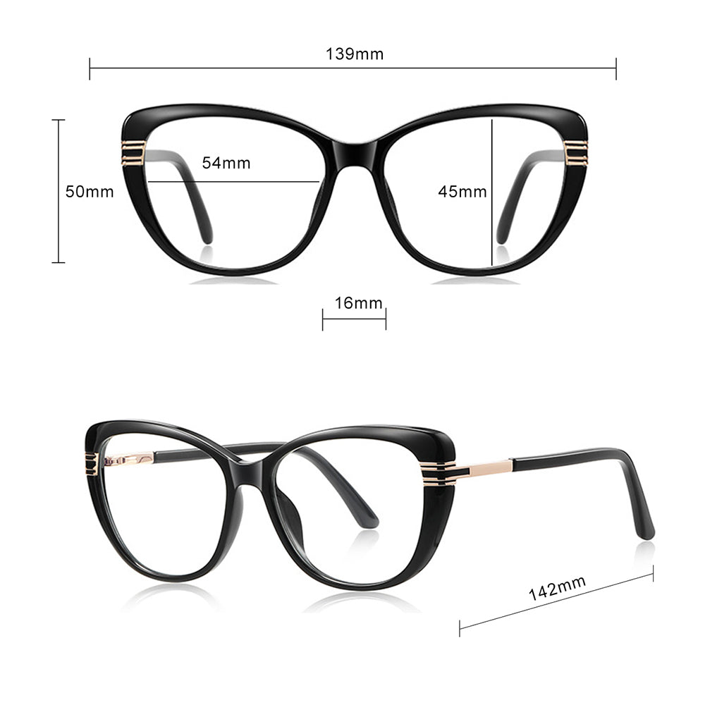 Lunettes d'ordinateur pour femmes Techsuit 2274, Anti-Lumière Bleue, Noires