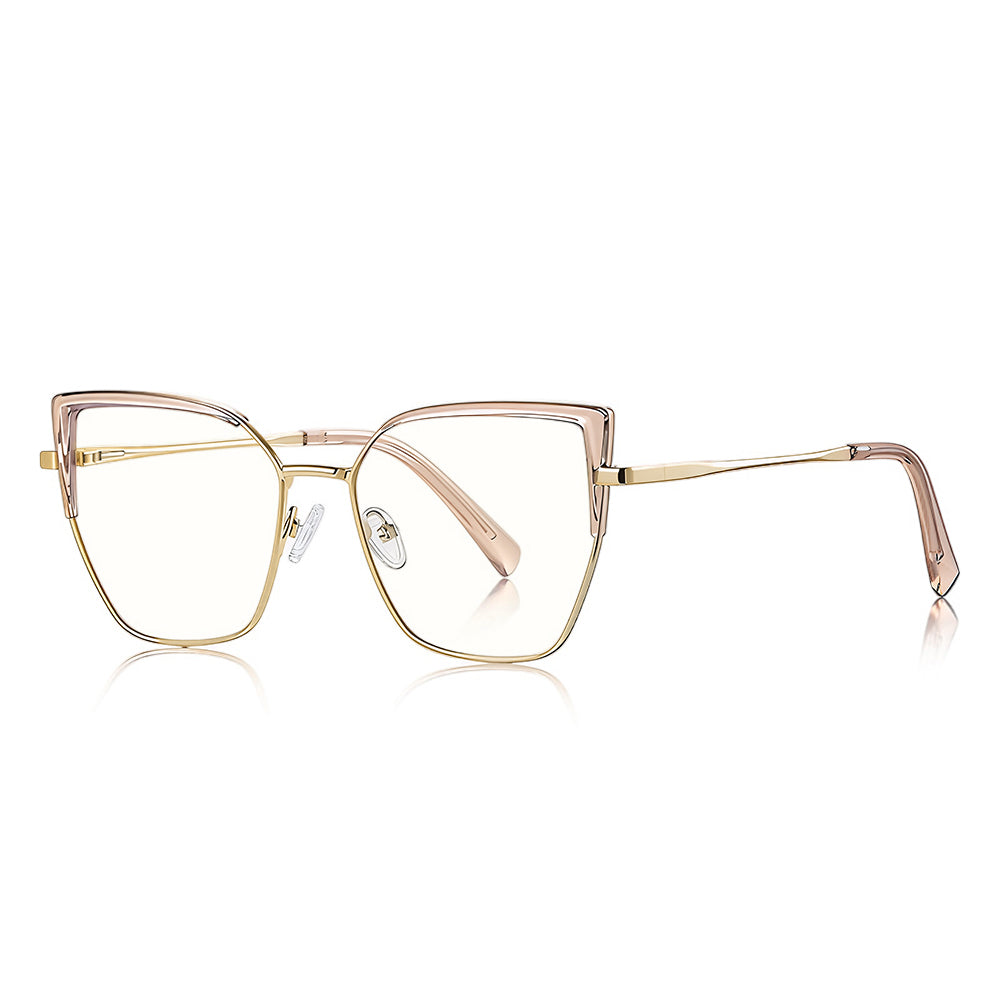 Techsuit 3156 Women's Computer Glasses, Anti-Blue Light, Pink Gold
