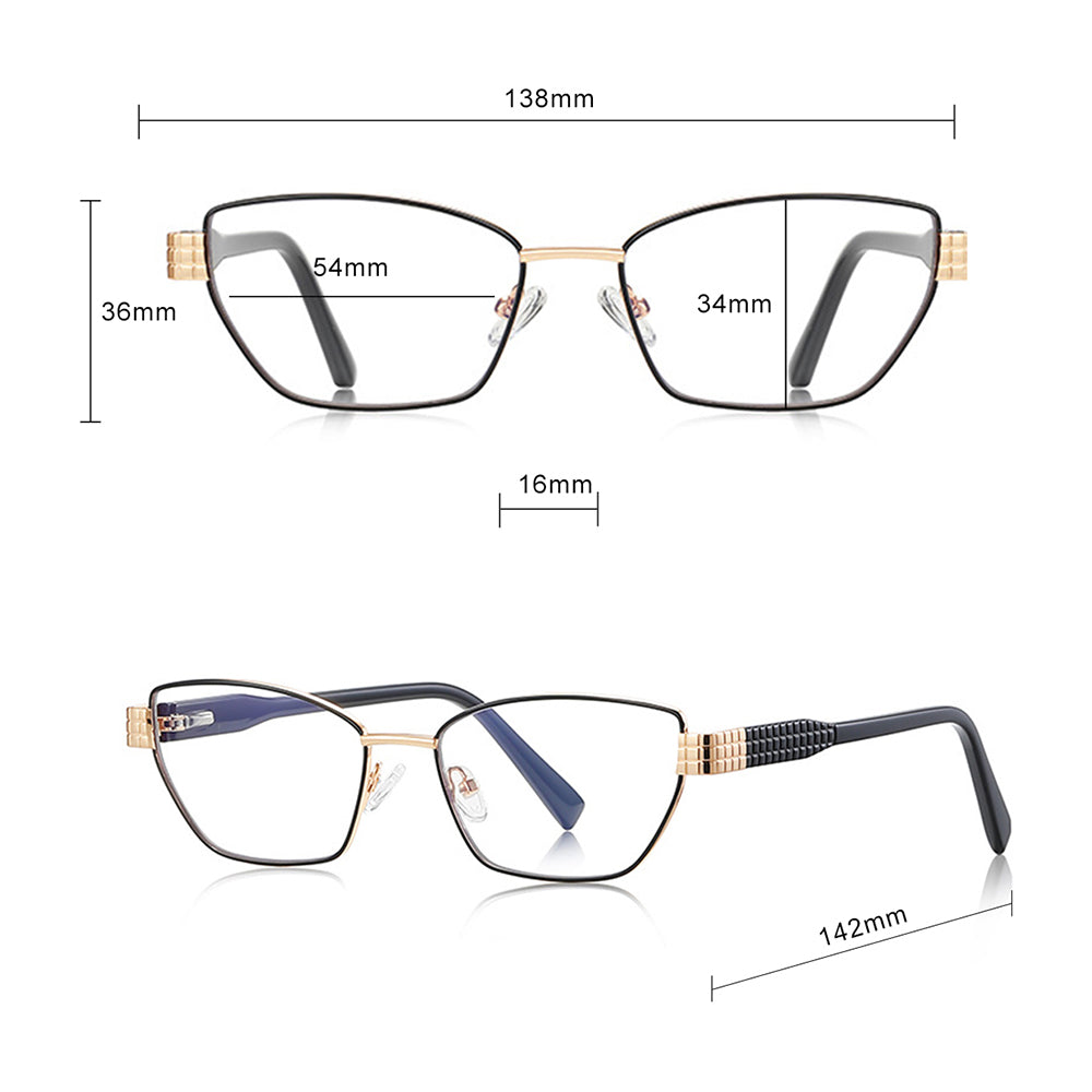 Lunettes d'ordinateur pour femmes Techsuit 3162, Anti-Lumière Bleue, Noires