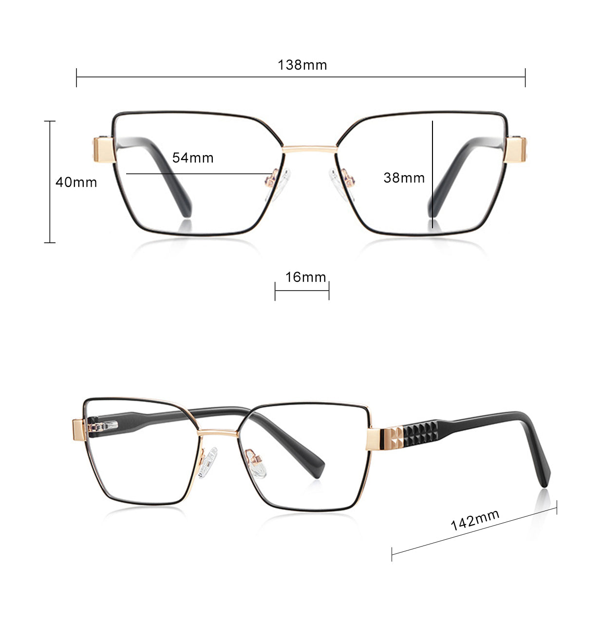 Lunettes d'ordinateur pour femmes Techsuit 3169, Anti-Lumière Bleue, Noires
