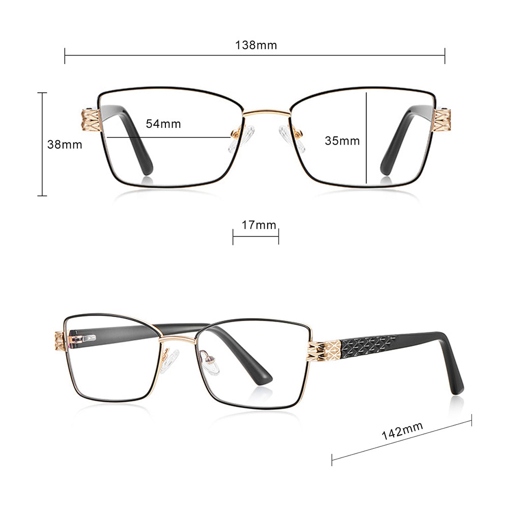 Lunettes d'ordinateur pour femmes Techsuit 3171, Anti-Lumière Bleue, Noires