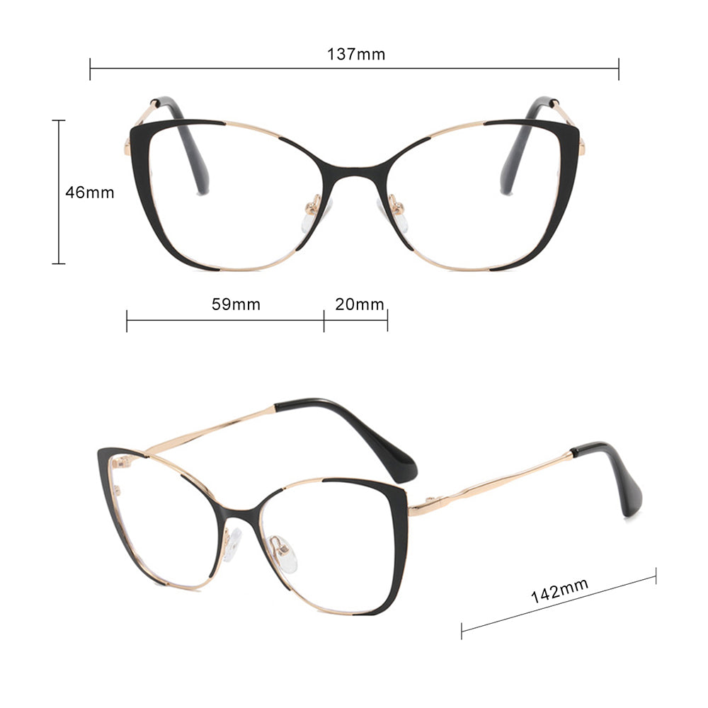 Lunettes d'ordinateur pour femmes Techsuit 8808, Anti-Lumière Bleue, Noires