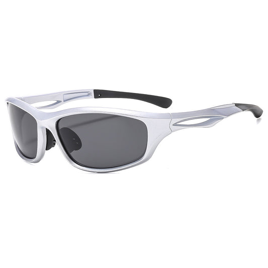 Lunettes de Cyclisme Unisexes Techsuit 9309, Polarisées, Argent Gris