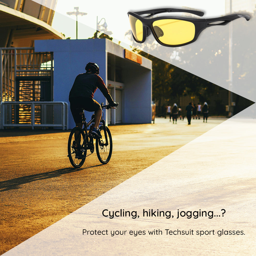Lunettes de Cyclisme Unisexes Techsuit 9309, Polarisées, Noir Bleu