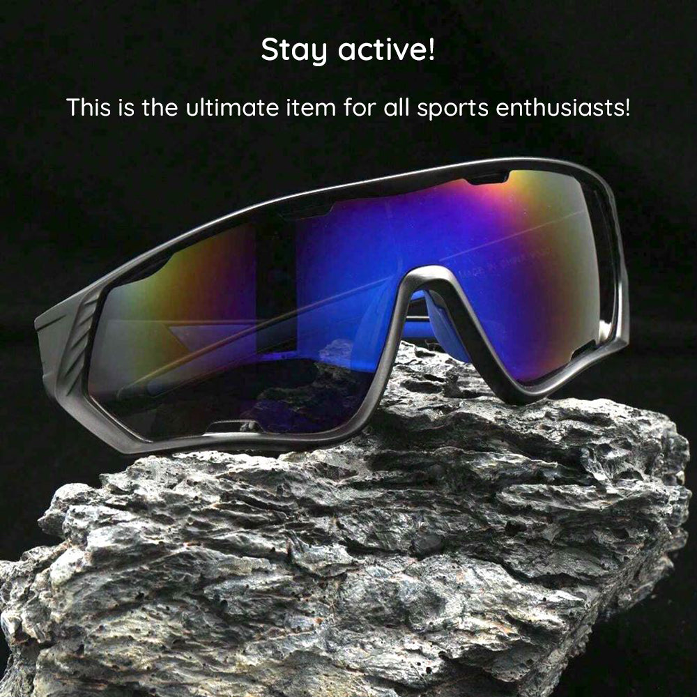 Lunettes de Cyclisme Unisexes Techsuit 9330, Noires Rouges Oranges