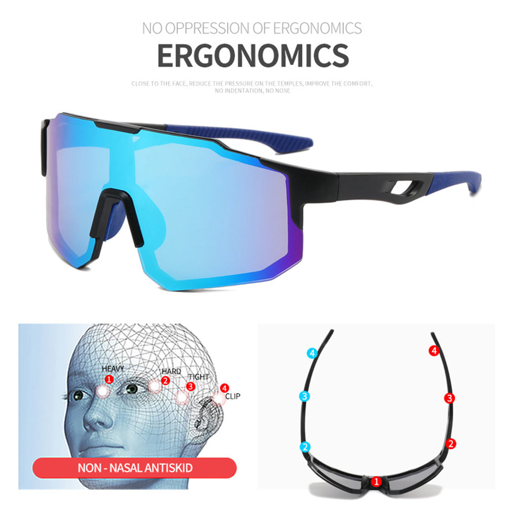 Lunettes de Cyclisme Unisexes Techsuit 9337, Protection UV, Noir Argenté