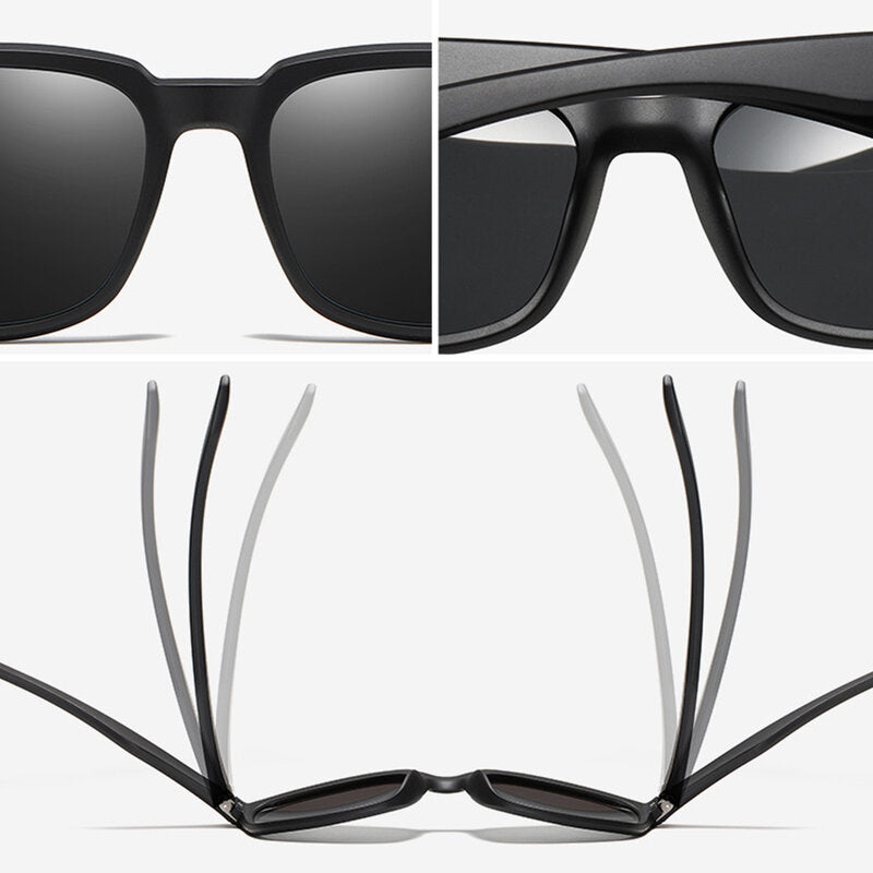Lunettes de Soleil Homme Techsuit TR90 (MM101), Polarisées, Protection UV, Noir Mat Gris