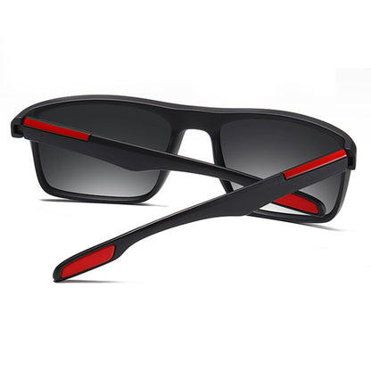 Lunettes de Soleil Homme Techsuit TR90 (MM101), Polarisées, Protection UV, Noir Mat Rouge