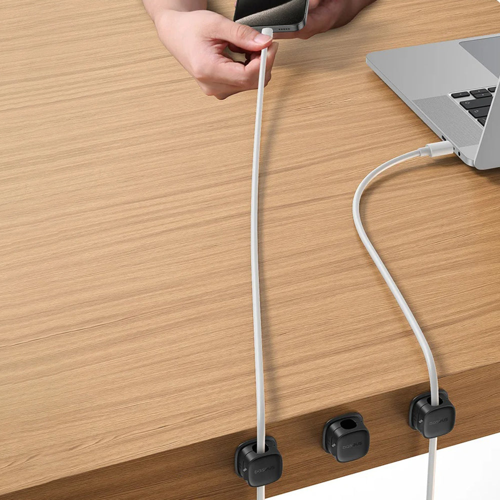 Organisateur de Câbles Baseus Lite Magnétique, Set de 3 Pièces, Noir B01331106111-00