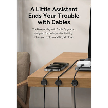 Organisateur de Câbles Baseus Lite Magnétique, Set de 3 Pièces, Noir B01331106111-00