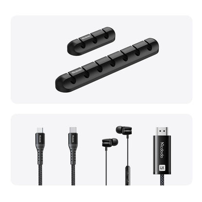 Organisateur de Câbles McDodo WF-5960, Set de 2 pièces, Noir