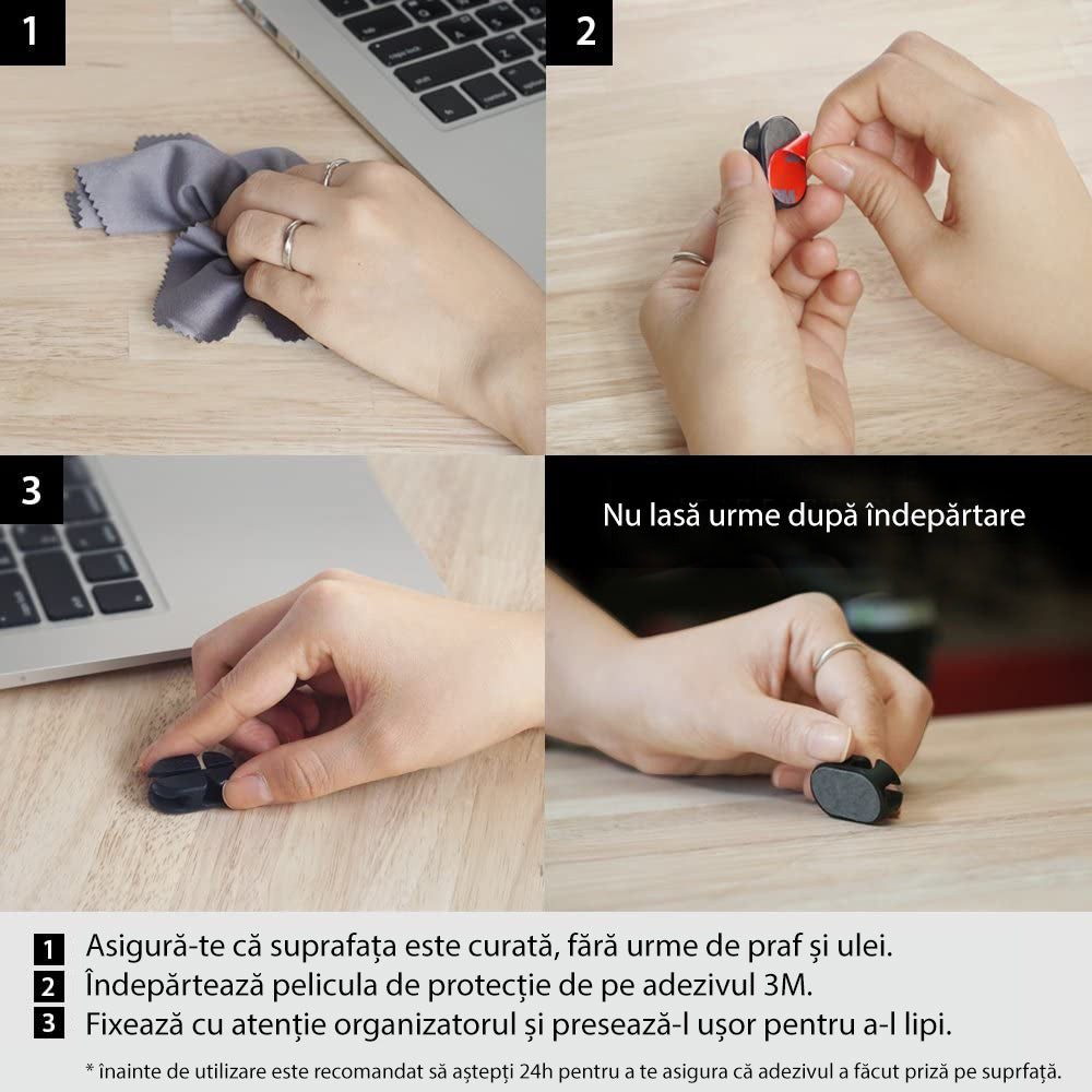 Organisateur de câbles Ringke, Set 6 pièces, Noir