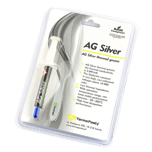 Pâte thermoconductrice Termopasty AG Silver, en seringue, 3g ART.AGT-107