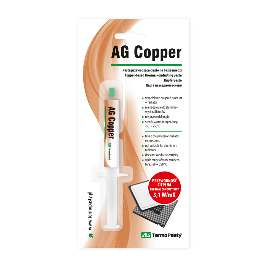 Pâte thermoconductrice Termopasty AG Copper, en seringue, 1.5g ART.AGT-060 