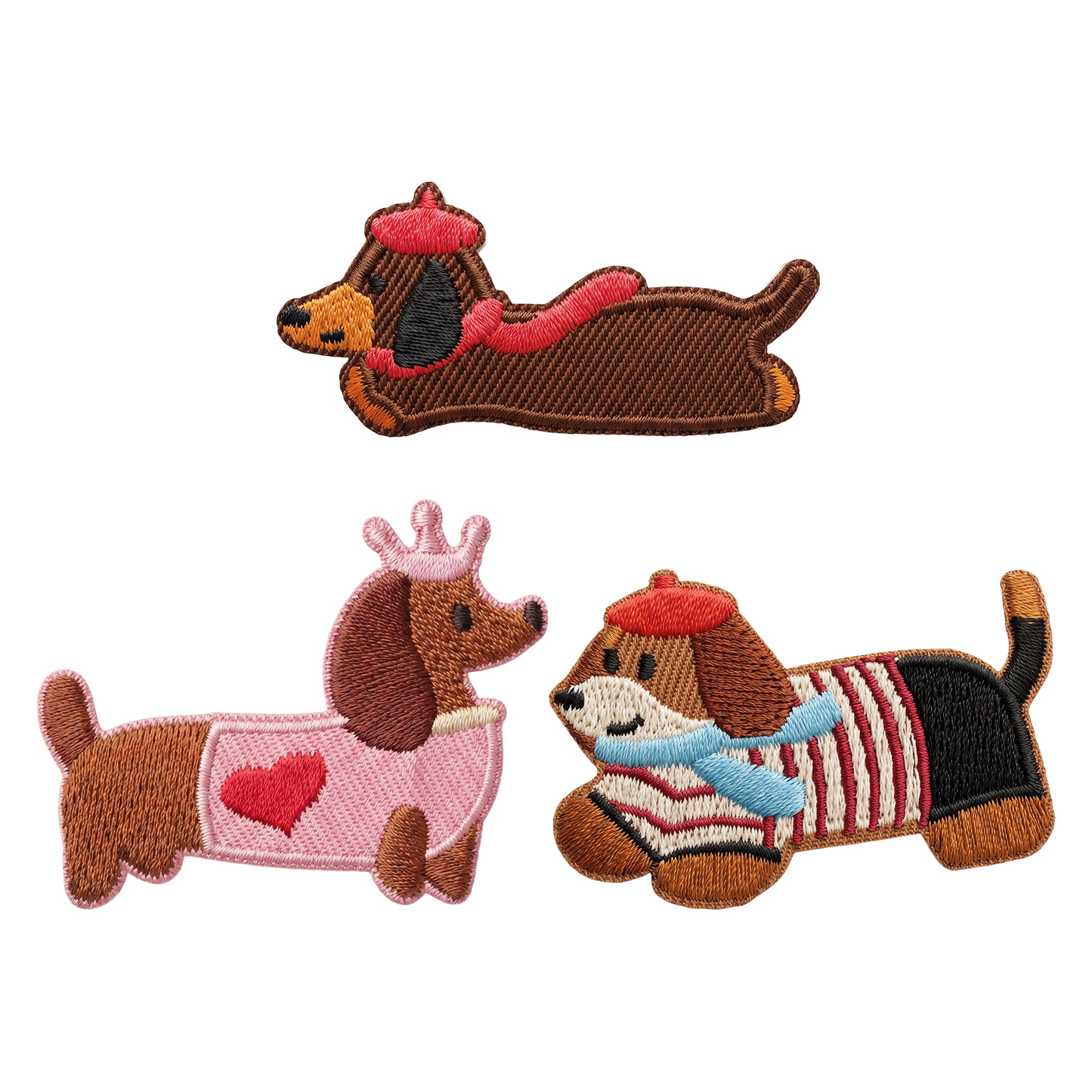 Patch / Patch Textile OEM Teckel, Set de 3 pièces, Multicolore