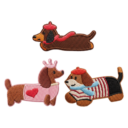 Patch / Patch Textile OEM Teckel, Set de 3 pièces, Multicolore