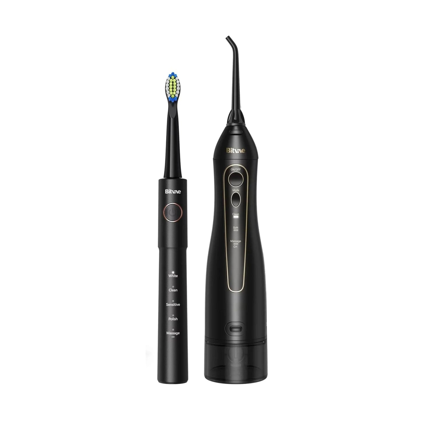 Brosse à dents électrique et hydropulseur Bitvae E11 + F5020E, Noir