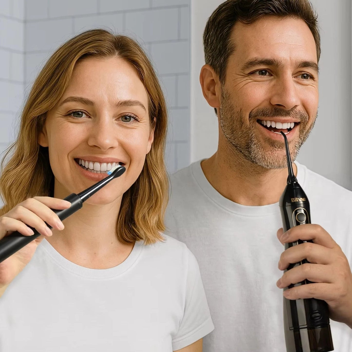 Brosse à dents électrique et hydropulseur Bitvae E11 + F5020E, Noir