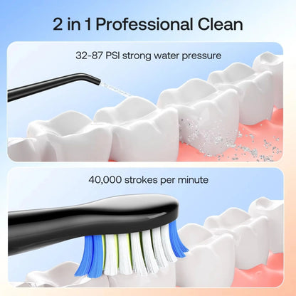 Brosse à dents électrique et hydropulseur Bitvae E11 + F5020E, Noir