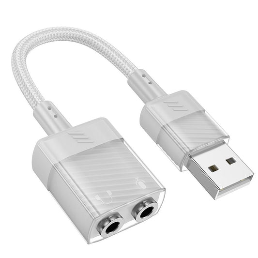 Carte son USB HOCO LS37, 2 x jack 3,5 mm, Gris 