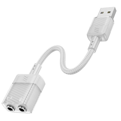 Carte son USB HOCO LS37, 2 x jack 3,5 mm, Gris 