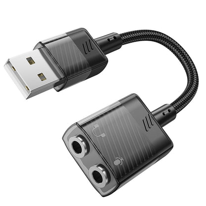 Placa de sunet USB HOCO LS37, 2 x Jack 3.5mm, Negru