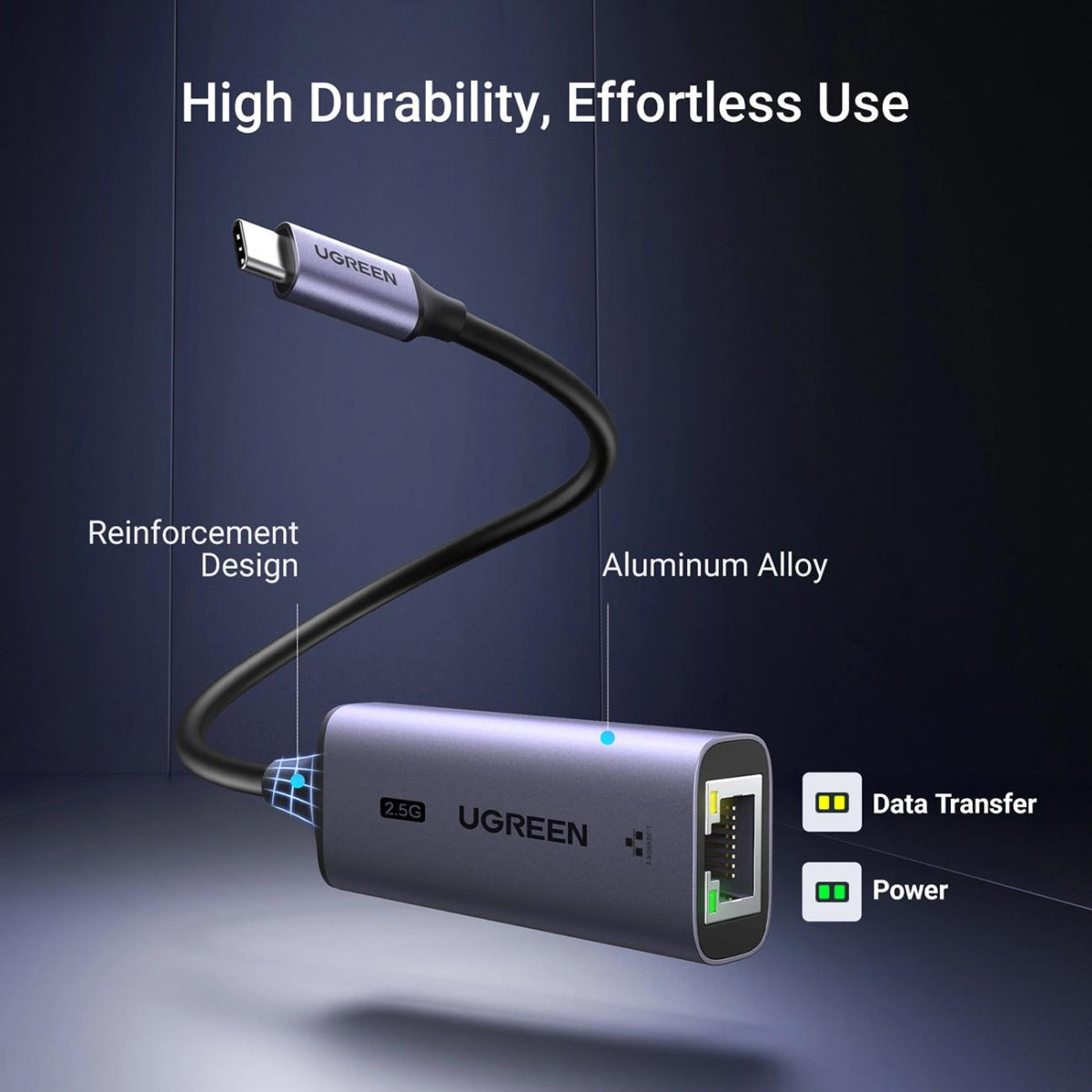 Carte réseau UGREEN CM648, RJ45, USB, Gris