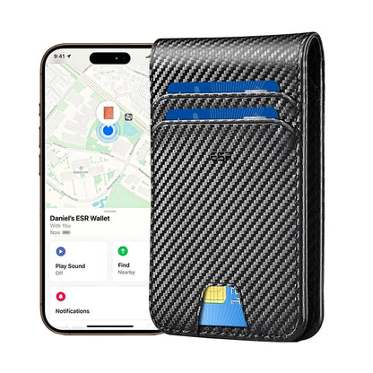 Portefeuille ESR Classic Geo Carbon avec fonction Find My et Protection RFID, Noir