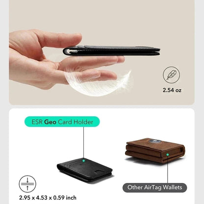 Portefeuille ESR Classic Geo Carbon avec fonction Find My et Protection RFID, Noir