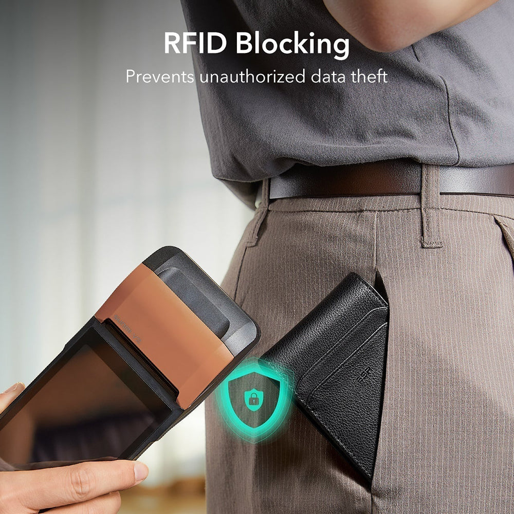 Portefeuille ESR Classic Geo Carbon avec fonction Find My et Protection RFID, Noir