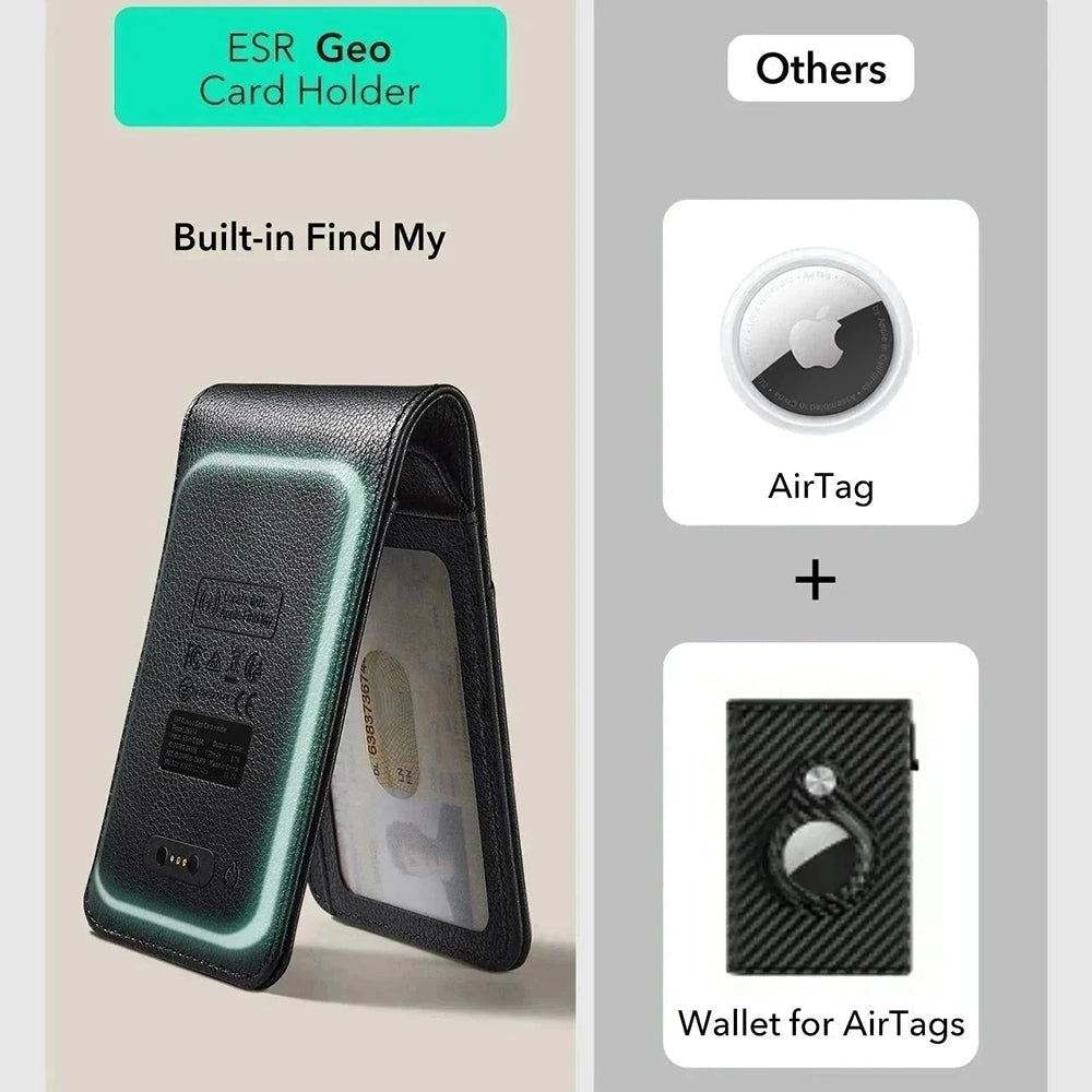 ESR Classic Geo Wallet with Find My function and RFID Protection, Brown