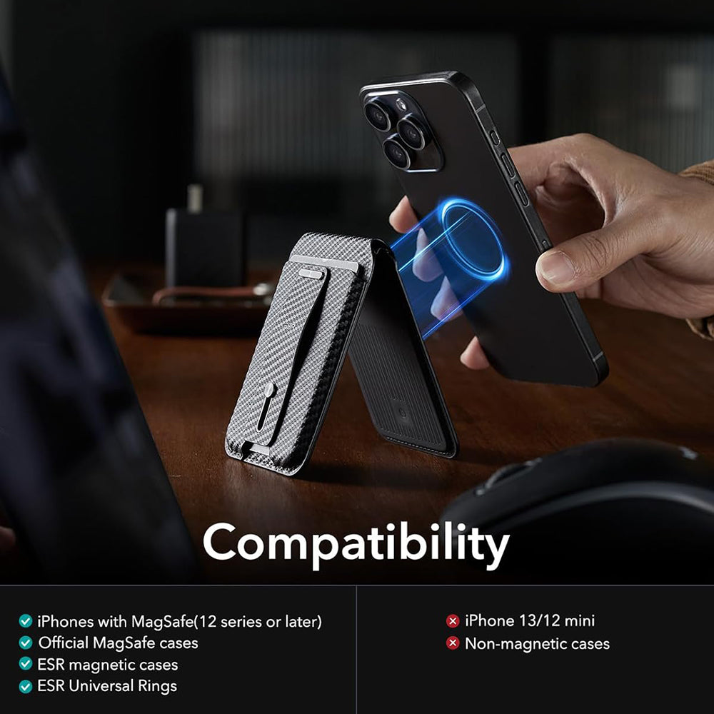 Magsafe Wallet, ESR, Find my Wallet Carbon, Black