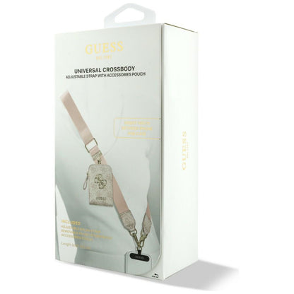 Portefeuille et Lanière Téléphone Guess 4G Logo Métallique, Rose